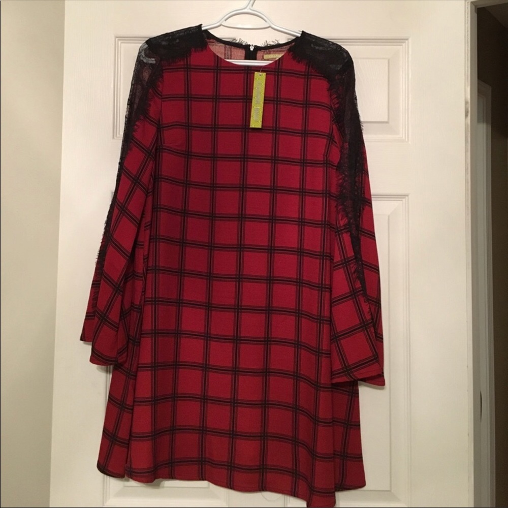 Red and black plaid dress
